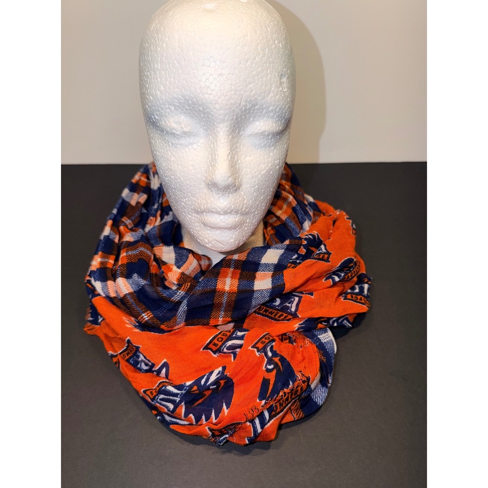 ZooZatz UTSA Roadrunners Infinity Scarf Orange Navy Plaid Logo Print NCAA Scarf